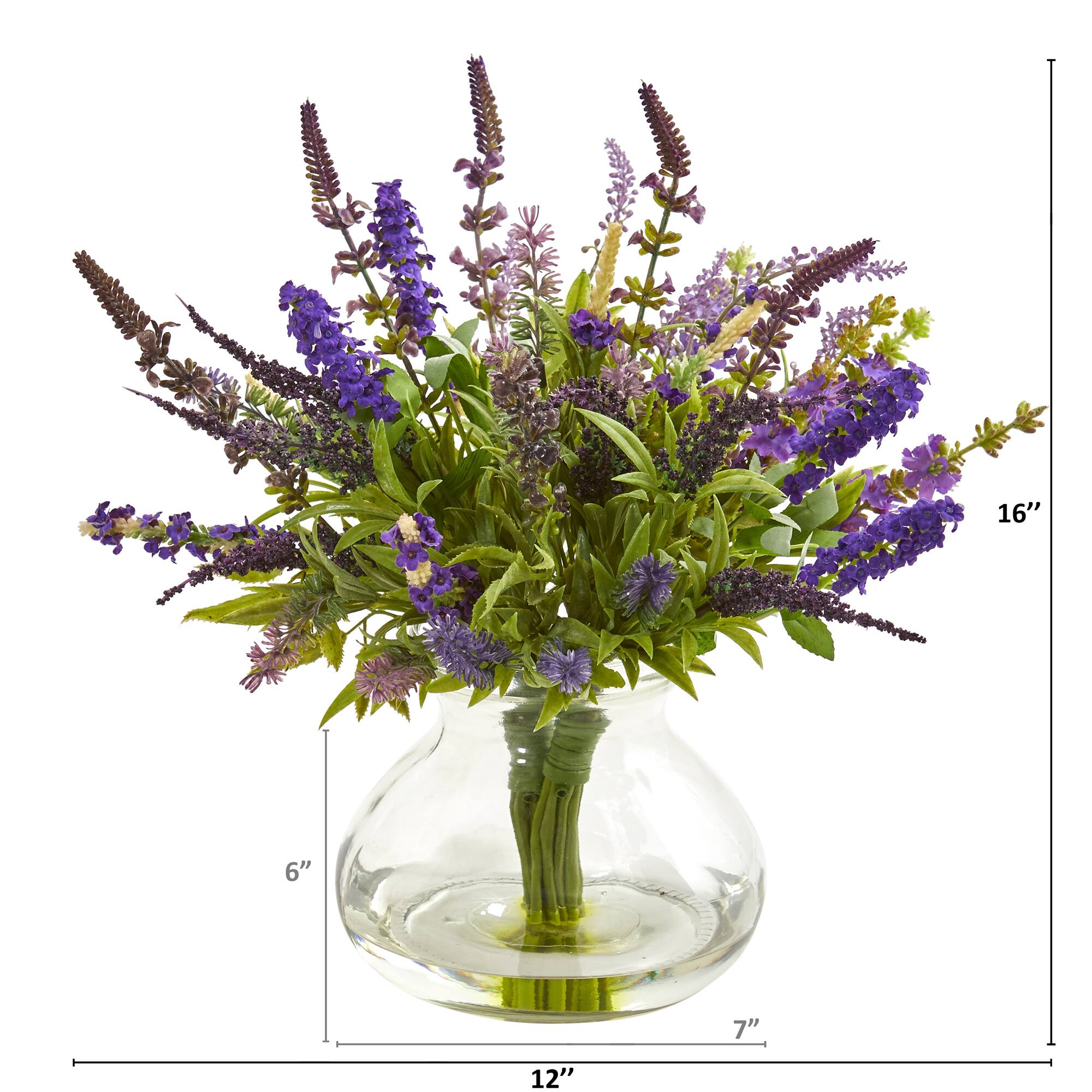 16" Lavender Bouquet Arrangement in Vase
